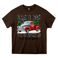 Chocolate Brown Farm Fresh Christmas Trees Cut Your Own Heavy Core Tee - FaDigitalArtStudio