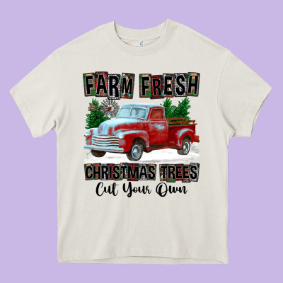 Farm Fresh Christmas Trees Cut Your Own Heavy Core Tee Designed By Fadigitalartstudio