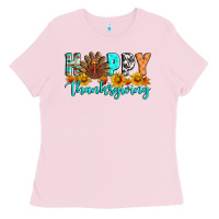 Bubblegum Pink Happy Thanksgiving Ladies Tee - Artiststas