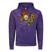 Cloud Purple bull skull texas map western Vintage Hoodie - BarkalooDesign