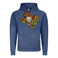 Vintage Denim bull skull texas map western Vintage Hoodie - BarkalooDesign