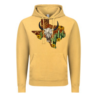 Vintage Mustard bull skull texas map western Vintage Hoodie - BarkalooDesign