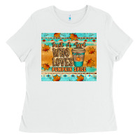 White just a girl who loves pumpkin spice tumbler Ladies Tee - Artiststas