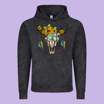 Bull Skull Western Vintage Hoodie Designed By Barkaloodesign