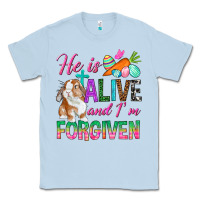 Dusty Blue He Is Alive And I'm Forgiven Classic Tee - BundleAndBundleShop