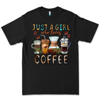 Black Just A Girl Who Loves Coffee Premium Tee - CowhideDigitalArt
