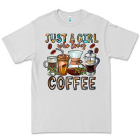 Dove Grey Just A Girl Who Loves Coffee Premium Tee - CowhideDigitalArt