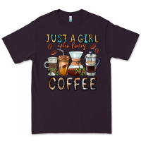 Plum Just A Girl Who Loves Coffee Premium Tee - CowhideDigitalArt