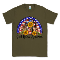 Army Green god bless america  rainbow Classic Tee - BarkalooDesign