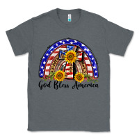 Charcoal Heather god bless america  rainbow Classic Tee - BarkalooDesign
