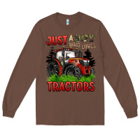 Chestnut just a boy who loves tractors red tractor Long Sleeve Tee - BarkalooDesign