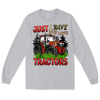 Moon Dust just a boy who loves tractors red tractor Long Sleeve Tee - BarkalooDesign