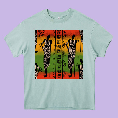 African Silhouette Seamless Pattern Heavy Core Tee Designed By Bundleandbundleshop