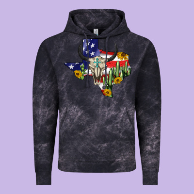 Bull Skull Texas Map American Playng Vintage Hoodie Designed By Barkaloodesign