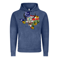 Vintage Denim bull skull texas map american playng Vintage Hoodie - BarkalooDesign