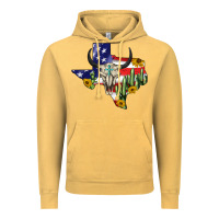Vintage Mustard bull skull texas map american playng Vintage Hoodie - BarkalooDesign