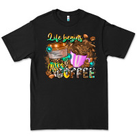 Black Life Begins After Coffee Premium Tee - CowhideDigitalArt