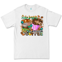 White Life Begins After Coffee Premium Tee - CowhideDigitalArt