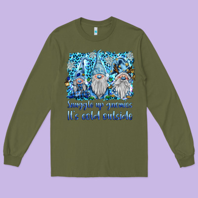 Snuggle Up Gnomies It's Coll Outside Long Sleeve Tee Designed By Barkaloodesign