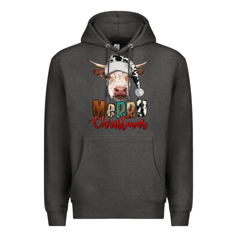 Merry Christmas Hereford Cow Premium Hoodie by RanaPortraitStore | Teevron