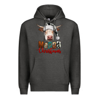 Charcoal Heather merry christmas hereford cow Premium Hoodie - RanaPortraitStore