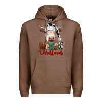 Chestnut merry christmas hereford cow Premium Hoodie - RanaPortraitStore