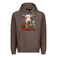 Coffee merry christmas hereford cow Premium Hoodie - RanaPortraitStore