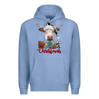 Colony Blue merry christmas hereford cow Premium Hoodie - RanaPortraitStore