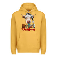 Mustard merry christmas hereford cow Premium Hoodie - RanaPortraitStore