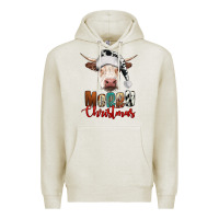 Oatmeal Heather merry christmas hereford cow Premium Hoodie - RanaPortraitStore