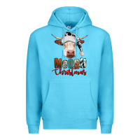 Ocean Blue merry christmas hereford cow Premium Hoodie - RanaPortraitStore