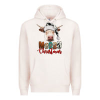 Pale Pink merry christmas hereford cow Premium Hoodie - RanaPortraitStore