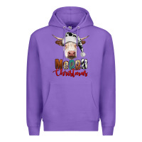 Purple merry christmas hereford cow Premium Hoodie - RanaPortraitStore