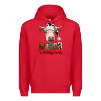 Red merry christmas hereford cow Premium Hoodie - RanaPortraitStore