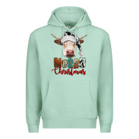 Seafoam merry christmas hereford cow Premium Hoodie - RanaPortraitStore
