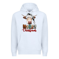 White merry christmas hereford cow Premium Hoodie - RanaPortraitStore