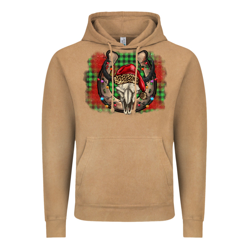 Christmas Horseshoe Bull Skull Vintage Hoodie by BarkalooDesign | Teevron