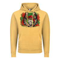 Vintage Mustard christmas horseshoe bull skull Vintage Hoodie - BarkalooDesign