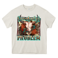 Cream Somebody's Problem Bull Skull Heavy Core Tee - FaDigitalArtStudio