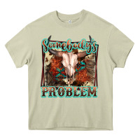 Mossy Somebody's Problem Bull Skull Heavy Core Tee - FaDigitalArtStudio