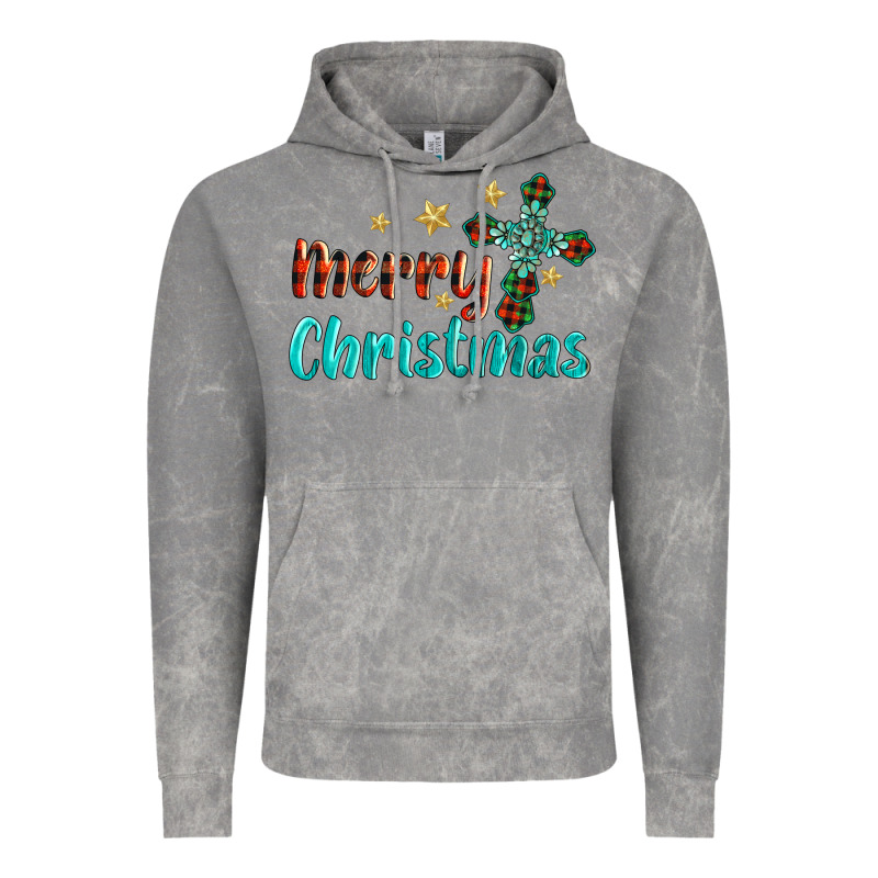 Merry Christmas Turquoise Gemstones Cross Vintage Hoodie by BarkalooDesign | Teevron