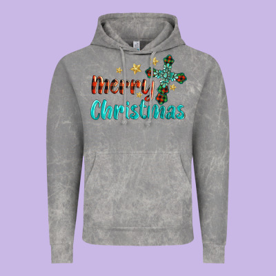 Merry Christmas Turquoise Gemstones Cross Vintage Hoodie Designed By Barkaloodesign
