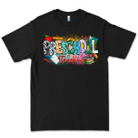 Black Precschool Teacher Premium Tee - CowhideDigitalArt