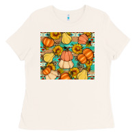 Bone pumpkin sunflowers leaves Ladies Tee - Artiststas