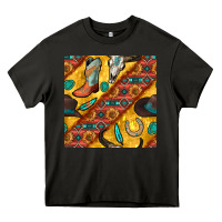 Asphalt western cowboy bull skull seamless pattern Heavy Core Tee - BundleAndBundleShop