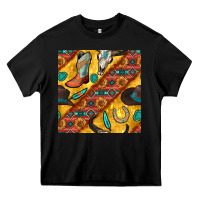 Black western cowboy bull skull seamless pattern Heavy Core Tee - BundleAndBundleShop