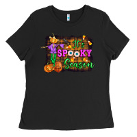 Black it's spooky season halloween Ladies Tee - Artiststas