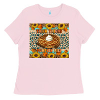 Bubblegum Pink Thick thighs pumpkin pies Ladies Tee - Artiststas