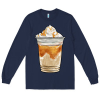 Navy iced caramel frappuccino coffee Long Sleeve Tee - BarkalooDesign