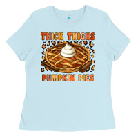 Baby Blue Thick Thighs Pumpkin Pies Ladies Tee - Artiststas